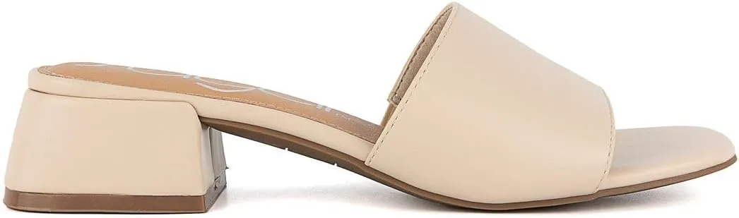 Sugar Women's Slip-On Block Heel Sandals – Square Toe Dress Mules with Low Heel – Comfortable Slide Shoes for Casual or Work Outfits