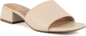 Sugar Women's Slip-On Block Heel Sandals – Square Toe Dress Mules with Low Heel – Comfortable Slide Shoes for Casual or Work Outfits