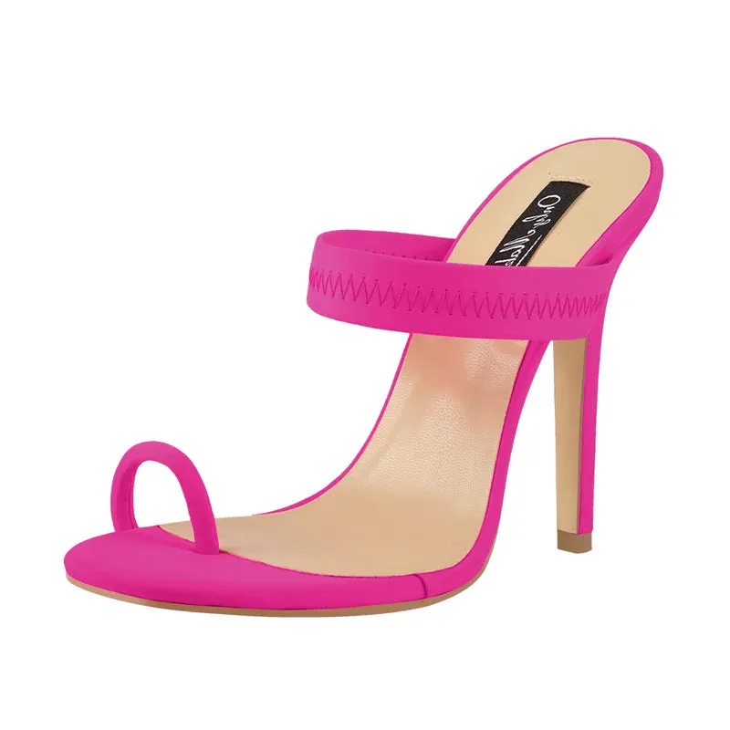 Summer Women Flip Flops Mules Sandals Slip On Thin High Heels