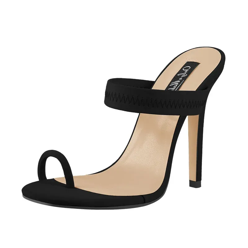 Summer Women Flip Flops Mules Sandals Slip On Thin High Heels