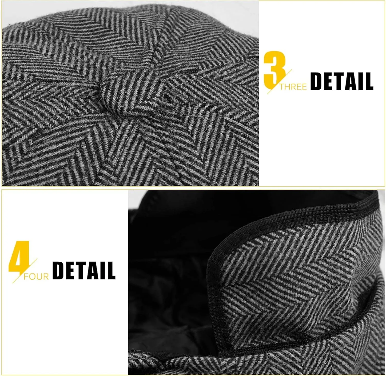 Sumolux Newsboy Cap for Men Wool Classic 8 Panel Vintage Gatsby Lvy Cabbie Hat Flat Beret Cap