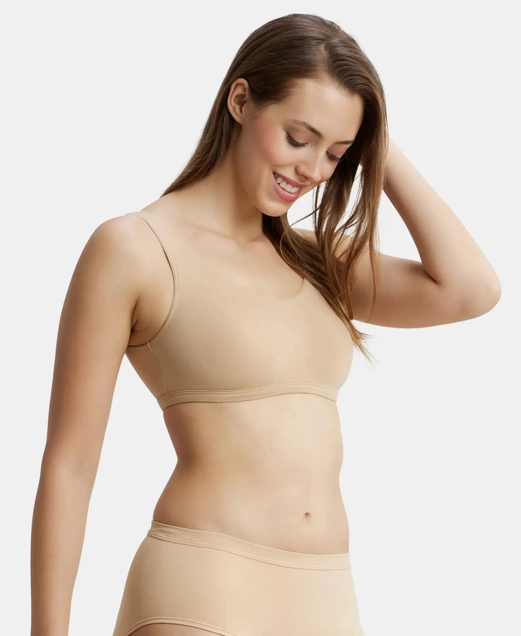 Super Combed Cotton Elastane Stretch Slip On Lounge Bra With StayFresh Treatment - Light Skin