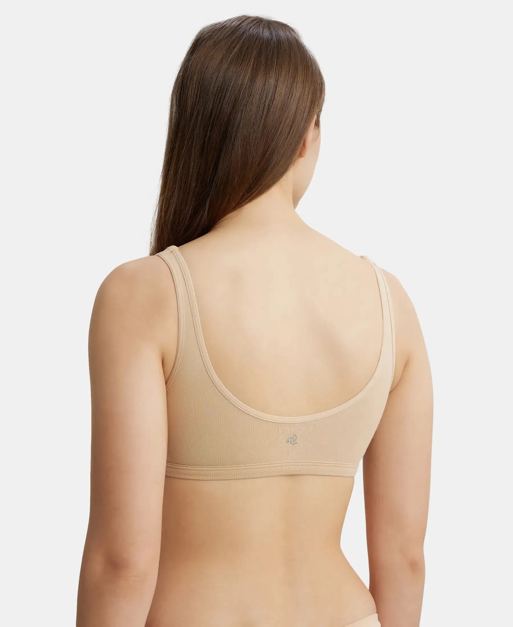 Super Combed Cotton Elastane Stretch Slip On Lounge Bra With StayFresh Treatment - Light Skin