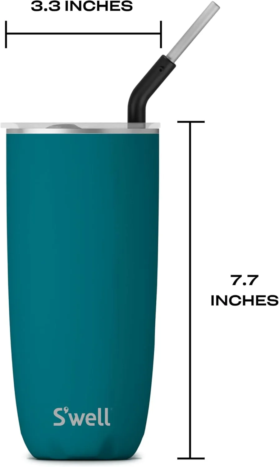 S'well Stainless Steel Tumbler with Straw and Slide-Open Lid, 24oz, Peacock Blue, Triple Layered Vacuum Insulated Containers Keeps Drinks Cold for 18 Hours and Hot for 5, BPA Free