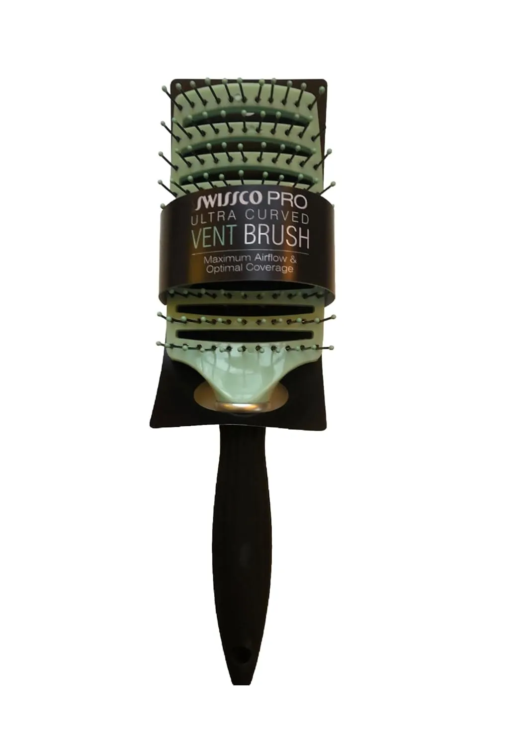 Swissco Pro Ultra Curved Vent Hair Brush with Soft Touch Handle (Pastel Mint Green/Light Green (52010))
