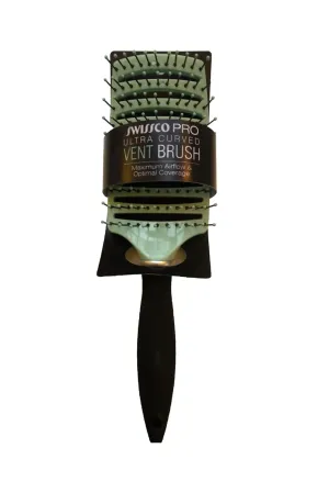 Swissco Pro Ultra Curved Vent Hair Brush with Soft Touch Handle (Pastel Mint Green/Light Green (52010))