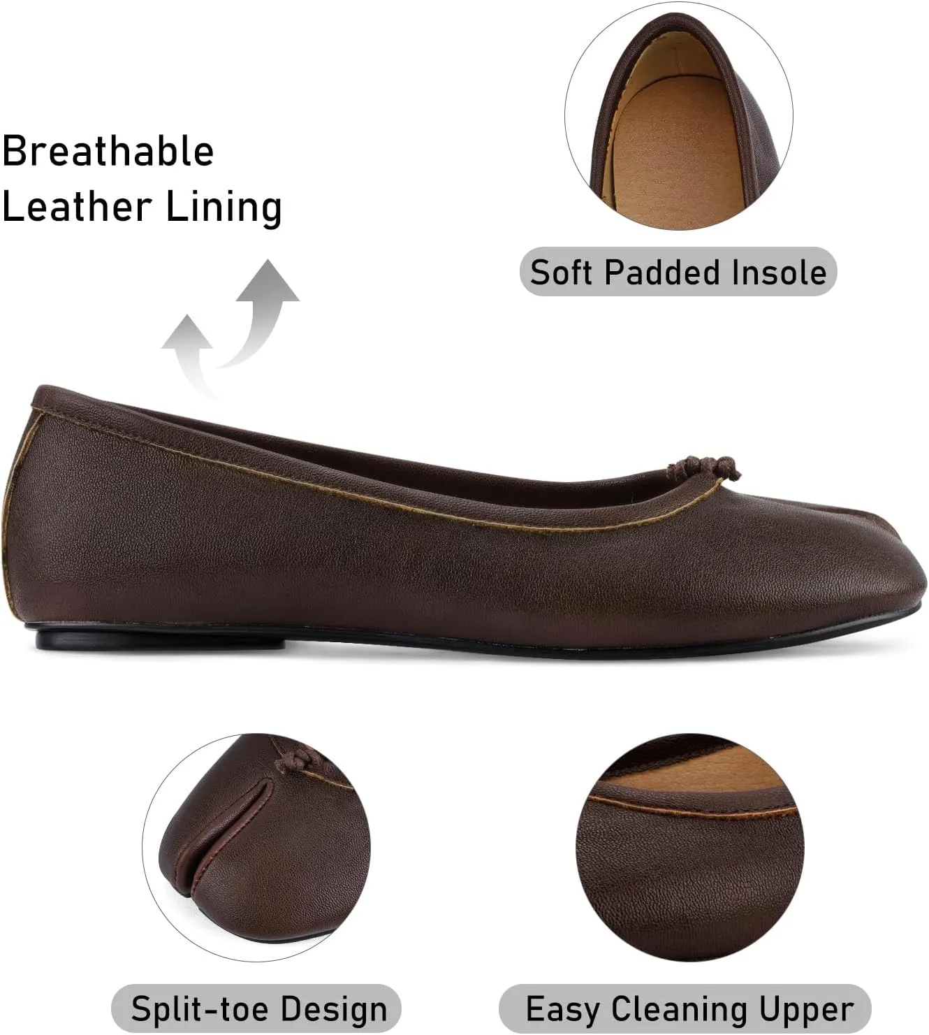 Tabi Shoes Women Split Toe Wide Width Ballet Flats Comfort Casual Work Shoes for Women Office 2025 Spring