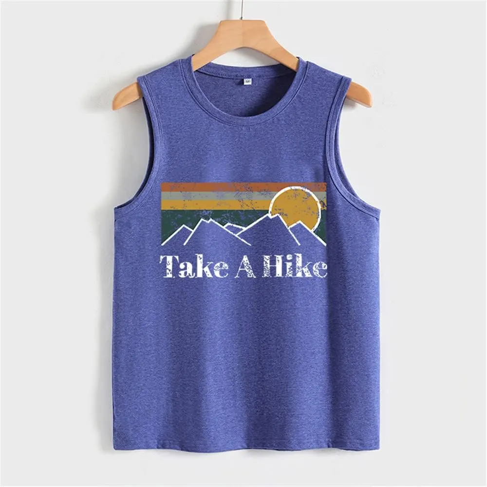 Take A Hike Tank Top Women Camping Hiking Mountain Graphic Vintage Shirt Casual Sleeveless Outdoor Vest Top