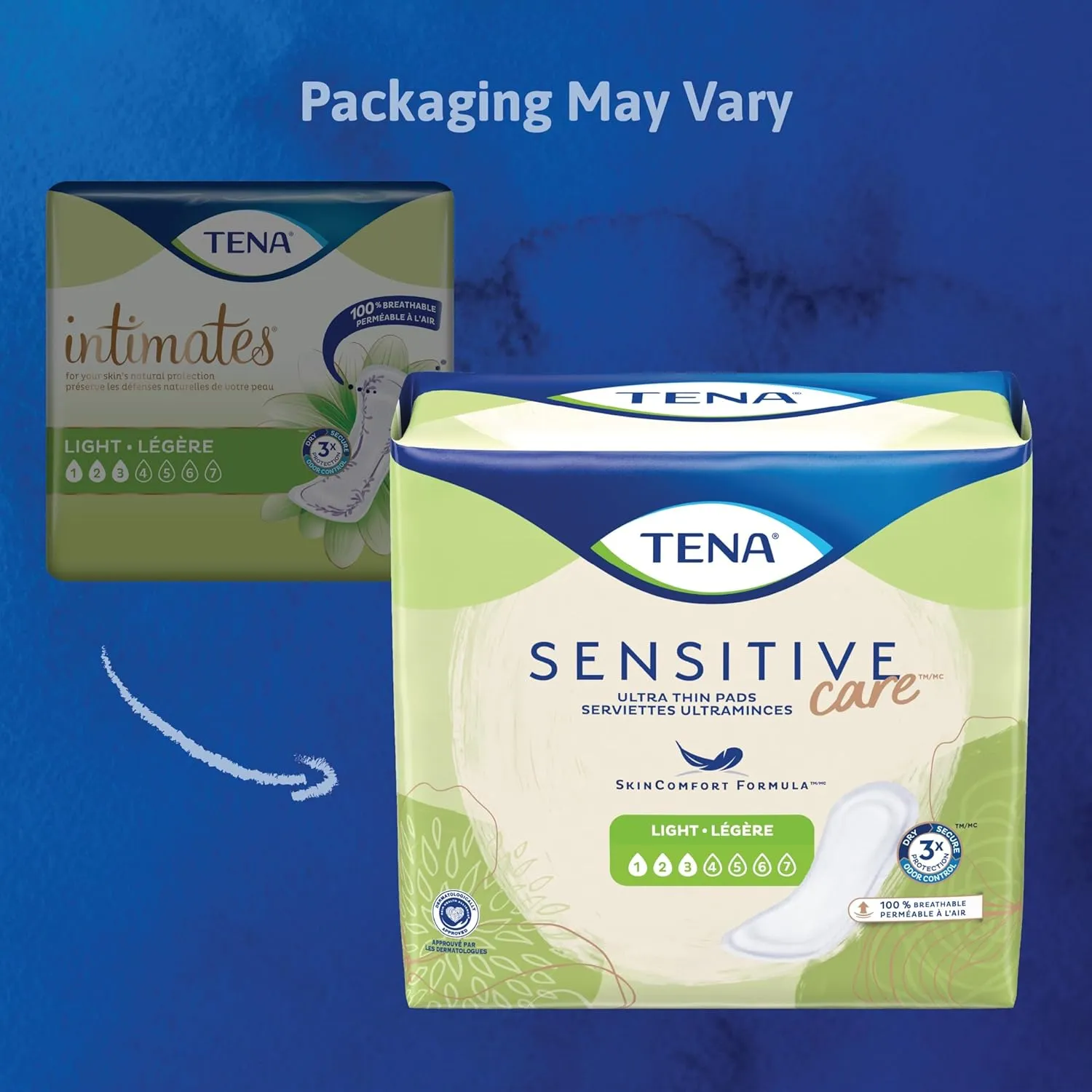 TENA Intimates Ultra Thin Light Bladder Leakage Pad for Women, Light Absorbency, Regular Length, 2 Pack 60 Total