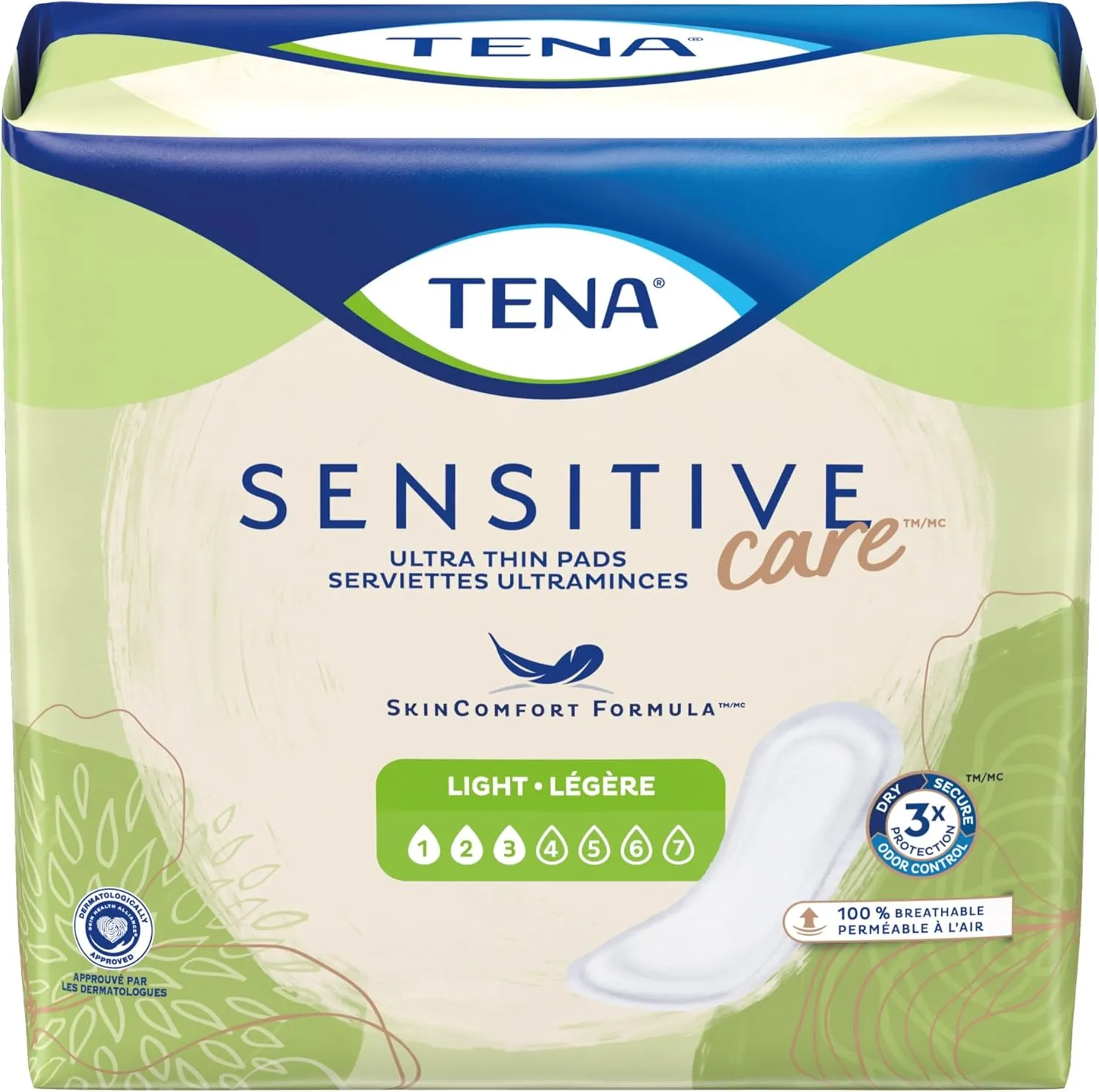 TENA Intimates Ultra Thin Light Bladder Leakage Pad for Women, Light Absorbency, Regular Length, 2 Pack 60 Total