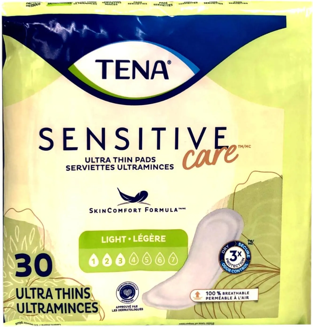 TENA Intimates Ultra Thin Light Bladder Leakage Pad for Women, Light Absorbency, Regular Length, 2 Pack 60 Total