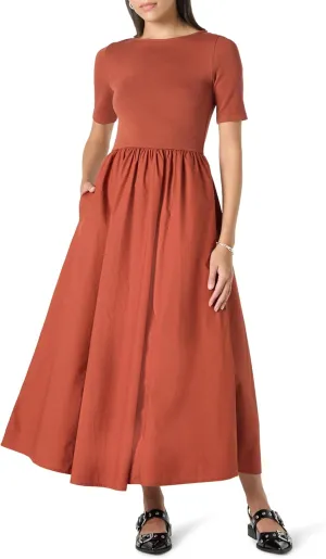 The Drop Women's Barrett Short Sleeve Mixed Media Dress