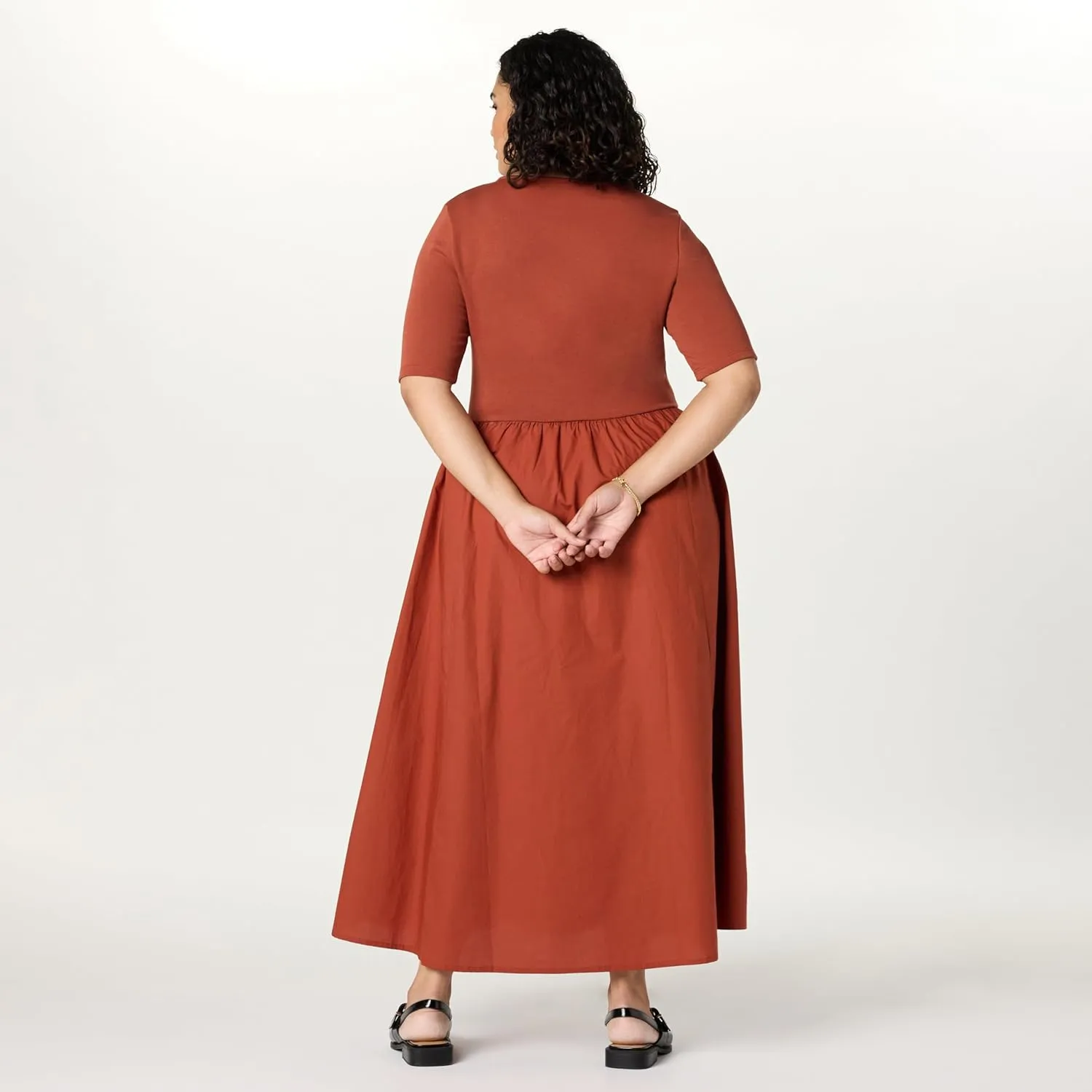 The Drop Women's Barrett Short Sleeve Mixed Media Dress