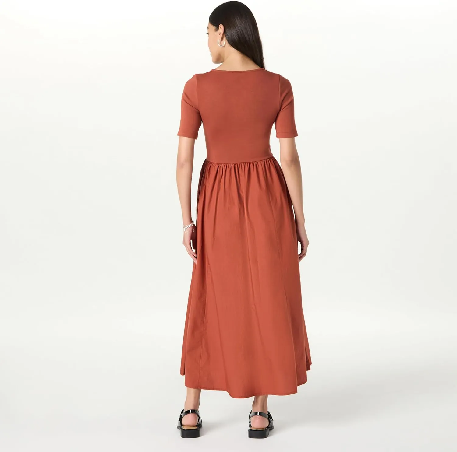 The Drop Women's Barrett Short Sleeve Mixed Media Dress