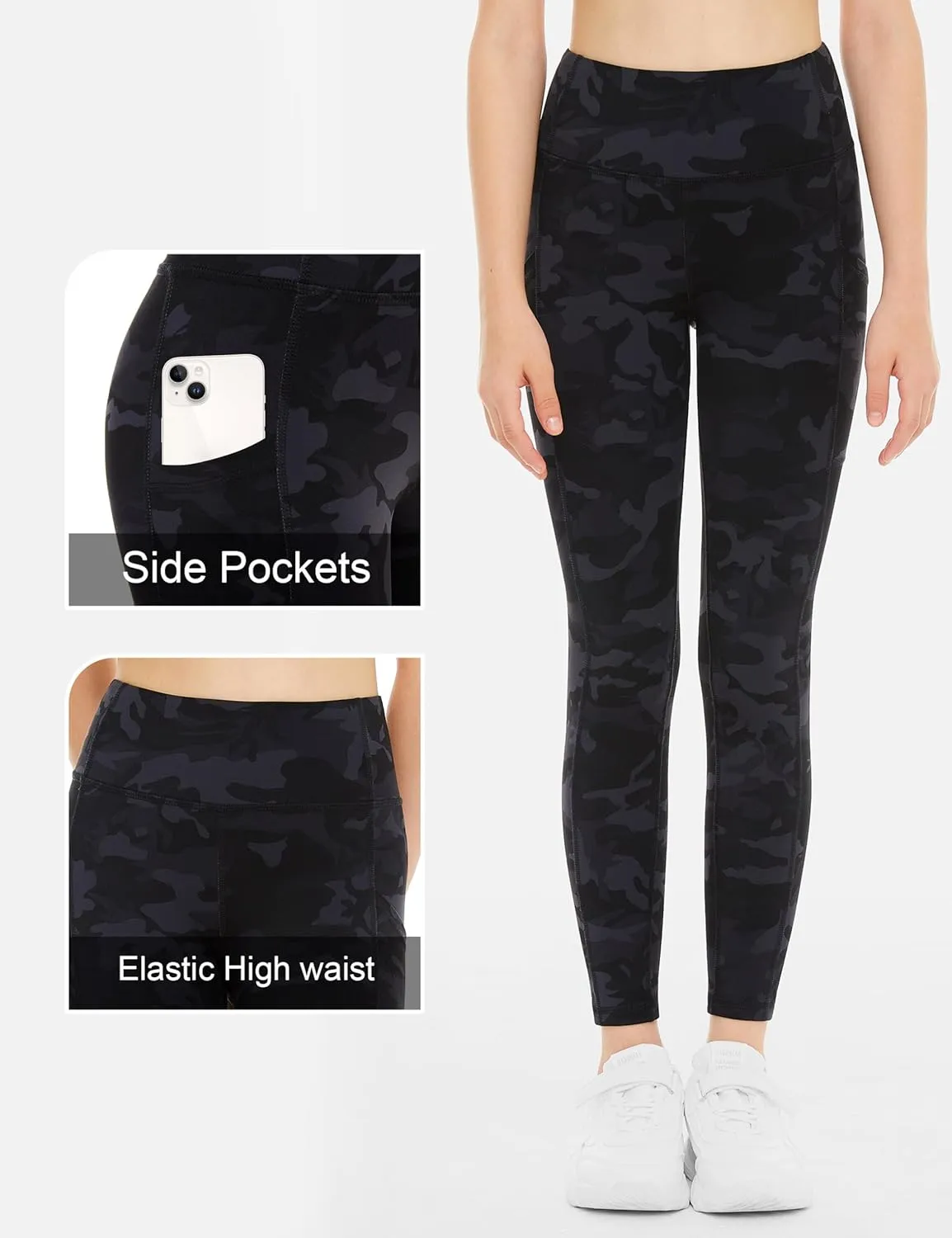 THE GYM PEOPLE Girls Workout Leggings Kids High Waist Stretch Athletic Dance Yoga Pants with Pockets