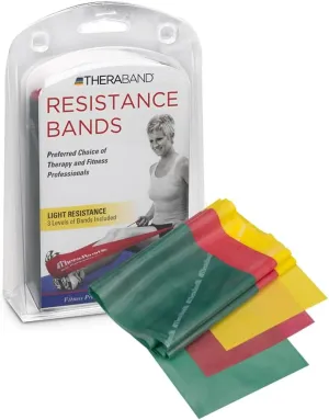 THERABAND Resistance Bands Set, Professional Non-Latex Elastic Band for Upper & Lower Body Exercise, Strength Training Without Weights, Physical Therapy, Lower Pilates, Rehab, Beginner & Advanced Set