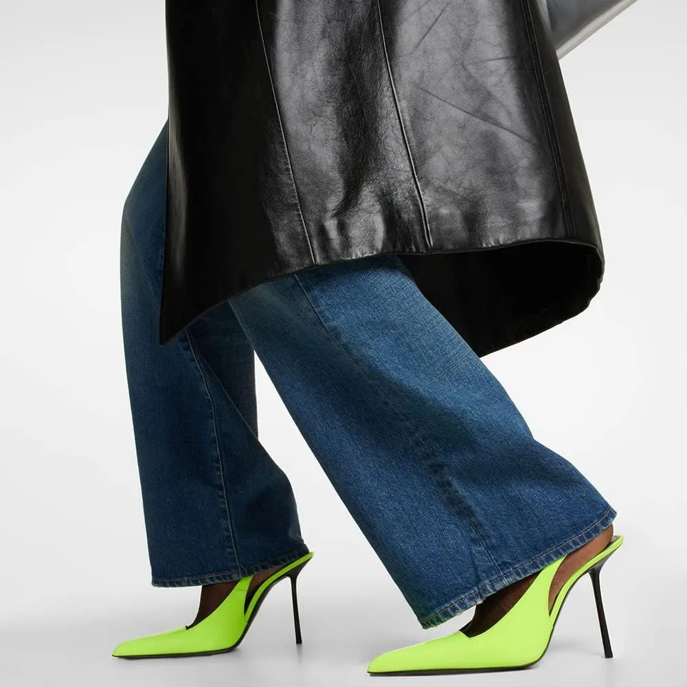 THESHY Women's Pointed Toe High Stiletto Heels Slingback Stretch Slip-on Pumps Backless Patent Leather Fashion Dress Shoes for Women