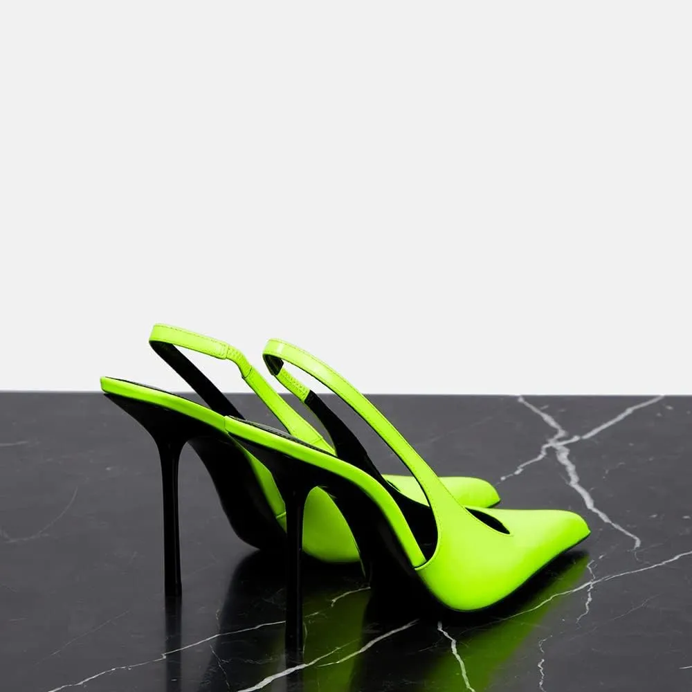 THESHY Women's Pointed Toe High Stiletto Heels Slingback Stretch Slip-on Pumps Backless Patent Leather Fashion Dress Shoes for Women