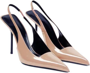 THESHY Women's Pointed Toe High Stiletto Heels Slingback Stretch Slip-on Pumps Backless Patent Leather Fashion Dress Shoes for Women