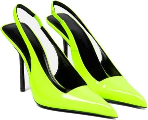 THESHY Women's Pointed Toe High Stiletto Heels Slingback Stretch Slip-on Pumps Backless Patent Leather Fashion Dress Shoes for Women