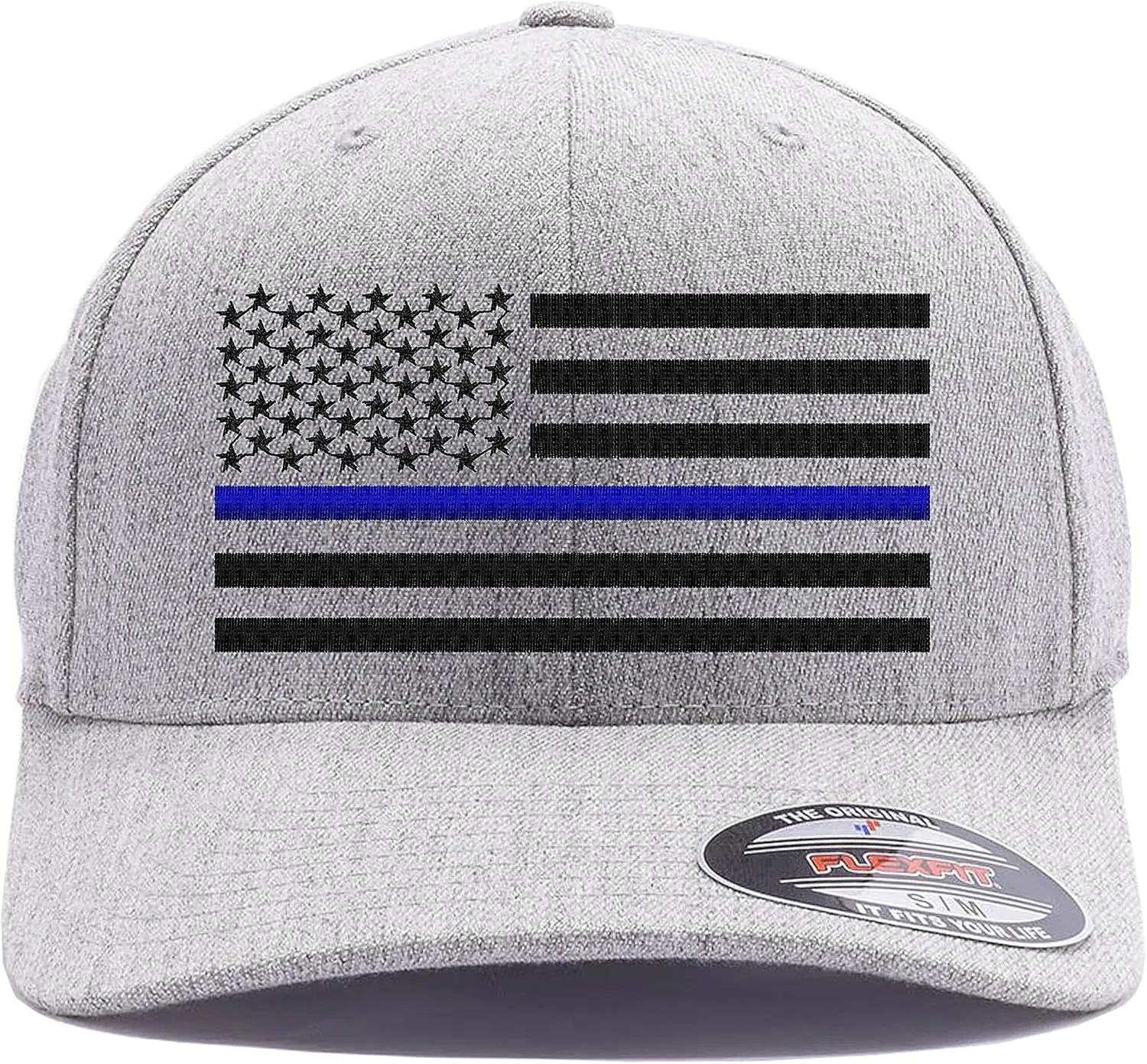 Thin Blue Line/Thin Red Line/Thin Blue and Red Line American Flag Flex Fitted Baseball Hat.
