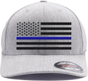 Thin Blue Line/Thin Red Line/Thin Blue and Red Line American Flag Flex Fitted Baseball Hat.