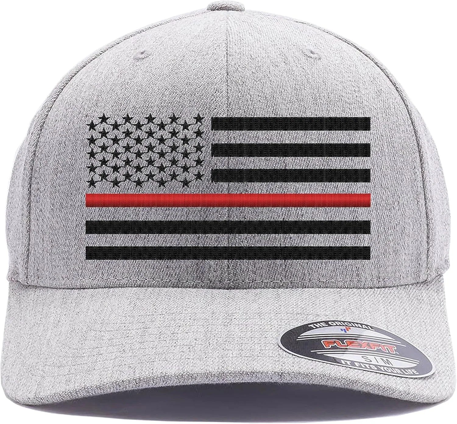 Thin Blue Line/Thin Red Line/Thin Blue and Red Line American Flag Flex Fitted Baseball Hat.