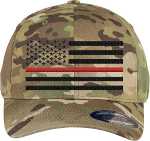 Thin Blue Line/Thin Red Line/Thin Blue and Red Line American Flag Flex Fitted Baseball Hat.