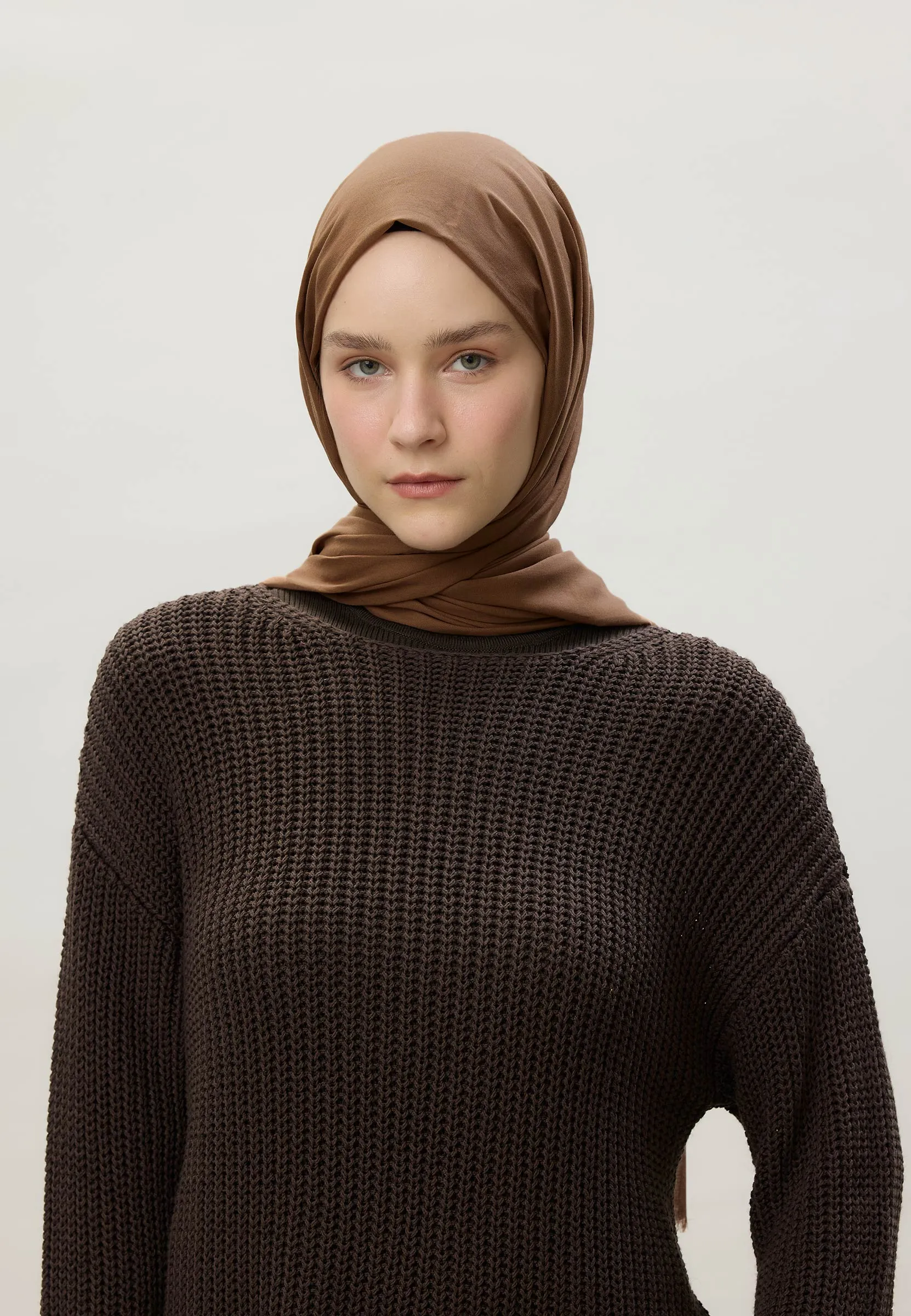 Thin Cotton Voile Hijab Latte Brown