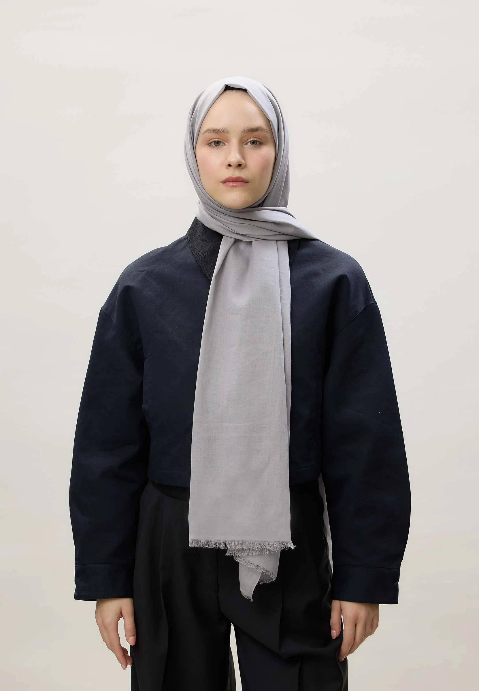 Thin Cotton Voile Hijab Light Gray