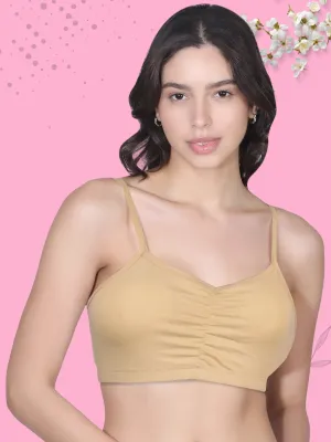 Thin Strap Cotton Padded Sports Bra  for Women  | Removable Pads | Elasticated Underbrand | Good Support | Full Coverage Pack of 1 | Skin Sports Bra