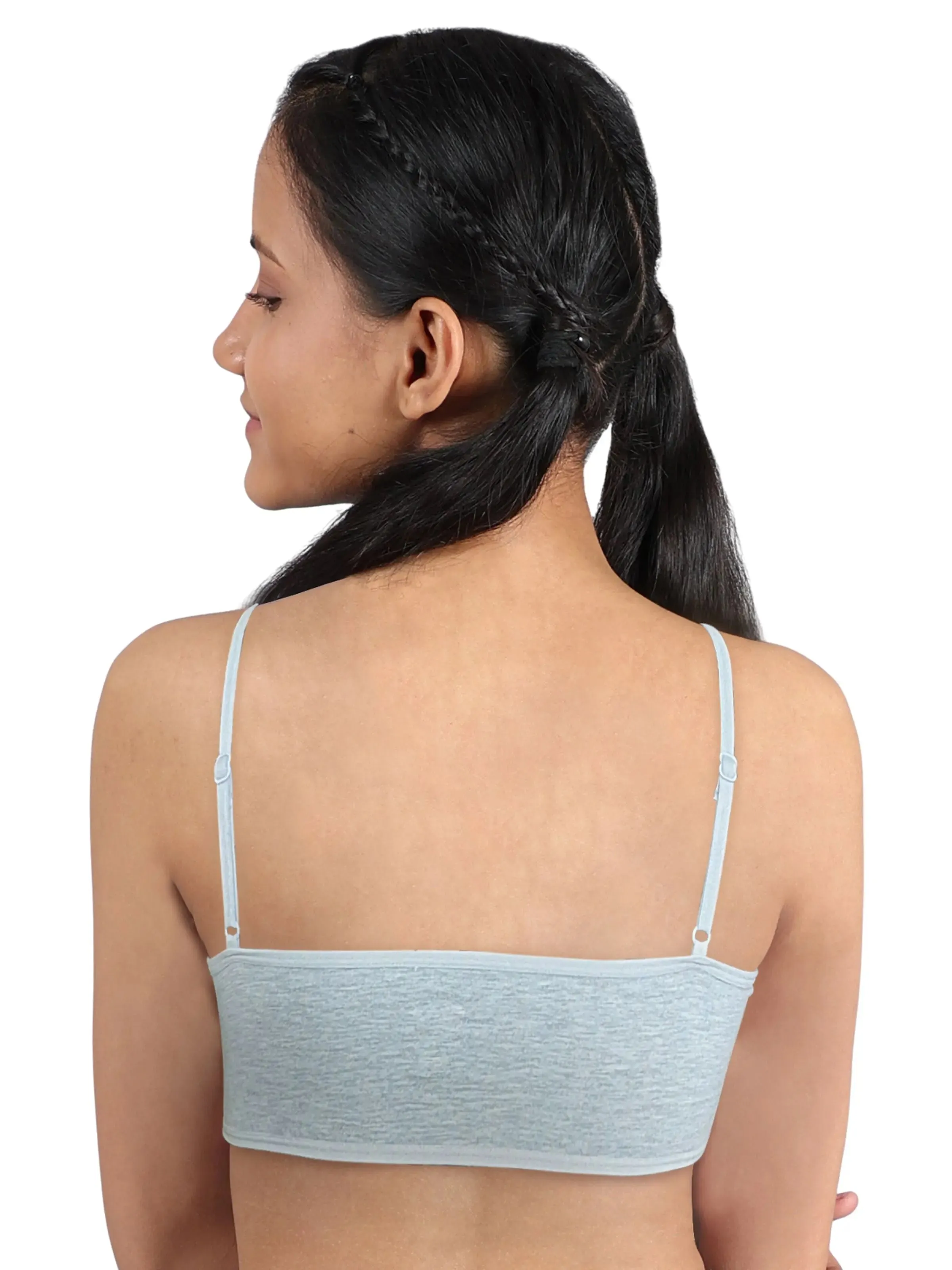 THIN STRAP NON-WIRED FULL COVERAGE COTTON EVERYDAY BRA | SINGLE LAYERED | GREY
