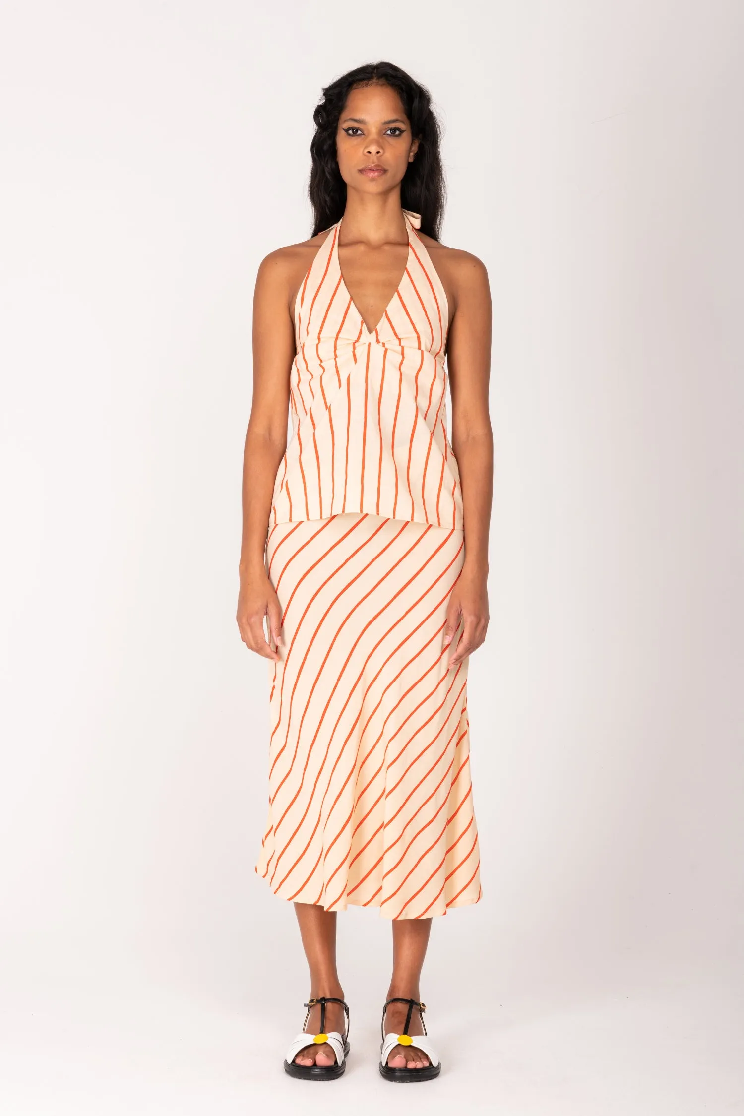 Thin Stripe Slip Skirt