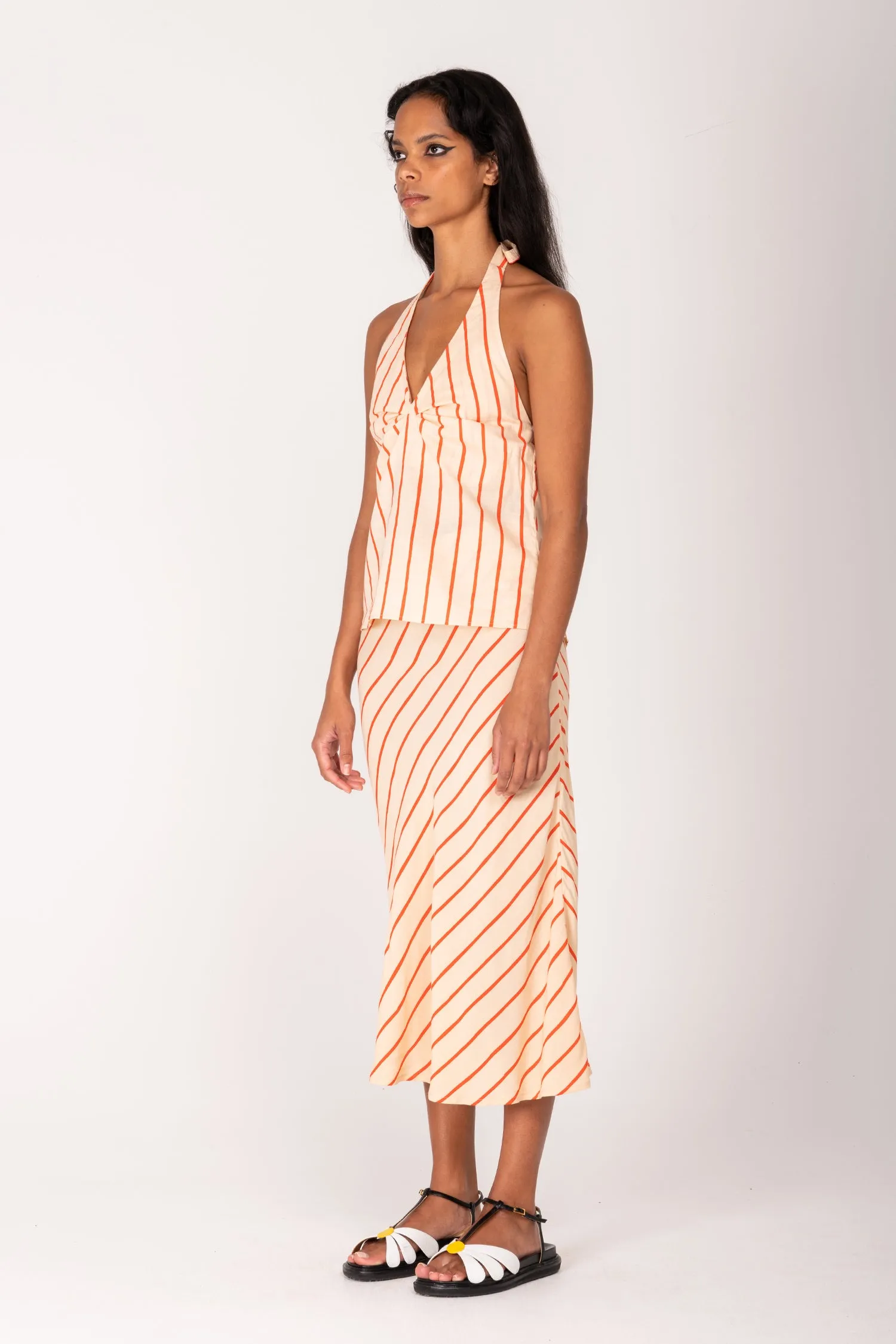 Thin Stripe Slip Skirt