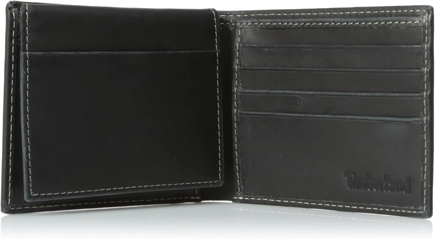 Timberland Men's Leather Wallet With Attached Flip Pocket, Black (Hunter), One Size