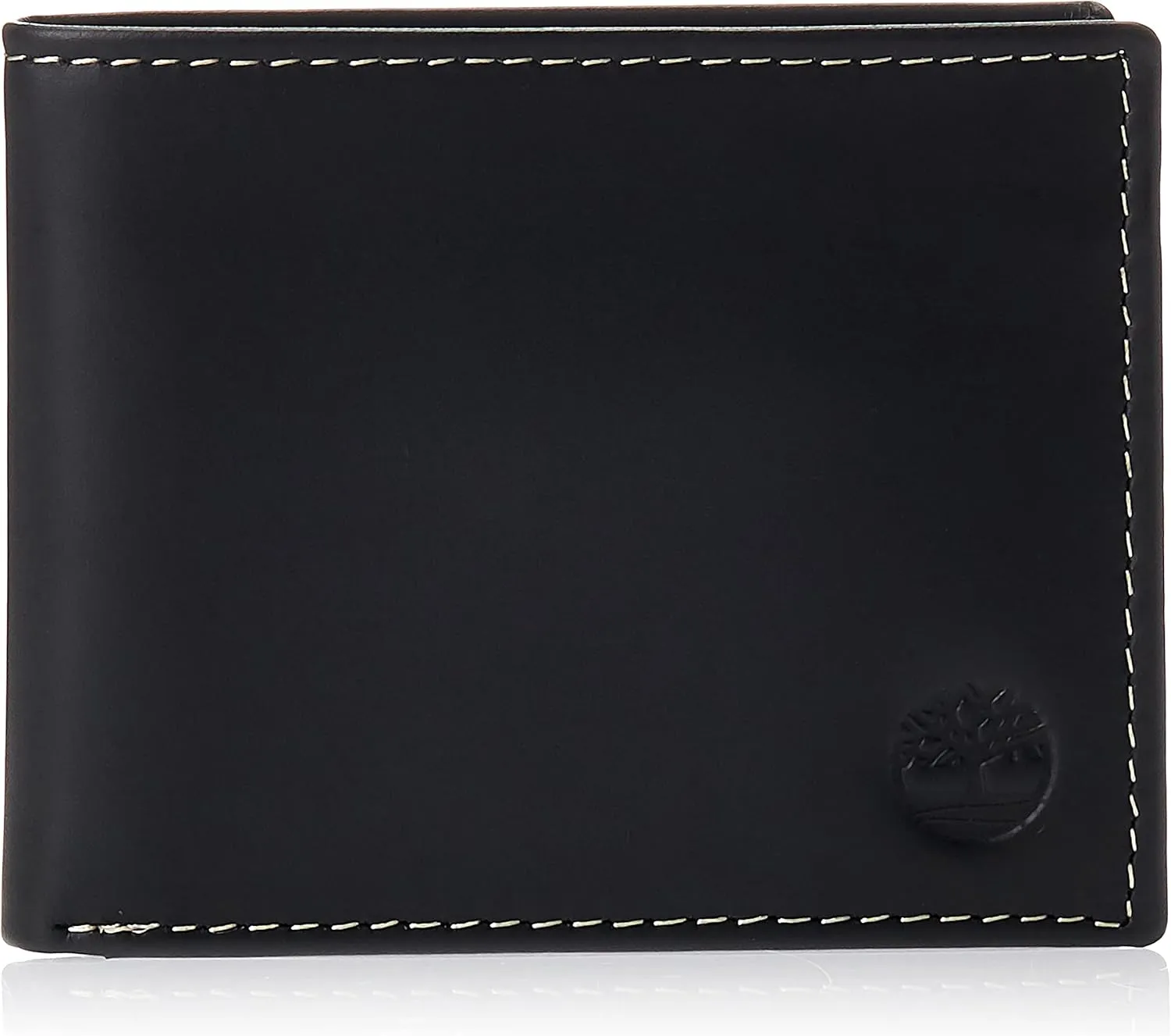 Timberland Men's Leather Wallet With Attached Flip Pocket, Black (Hunter), One Size