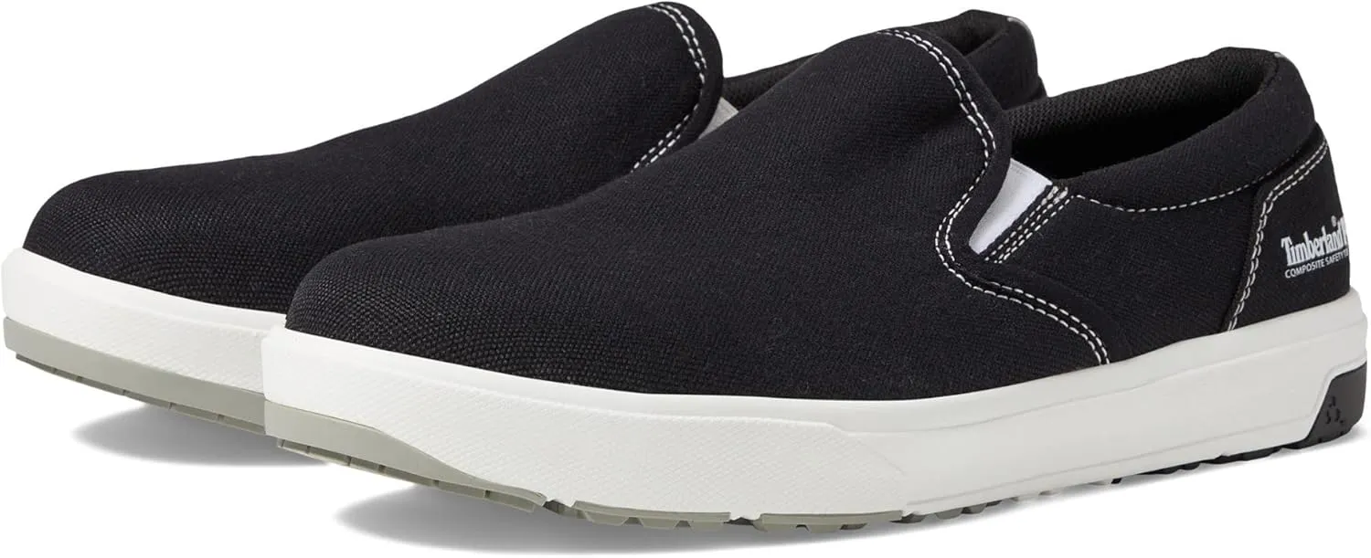 Timberland PRO Men's Berkley Slip-On Composite Safety Toe Industrial Casual Work Shoe, Black/White, 12M
