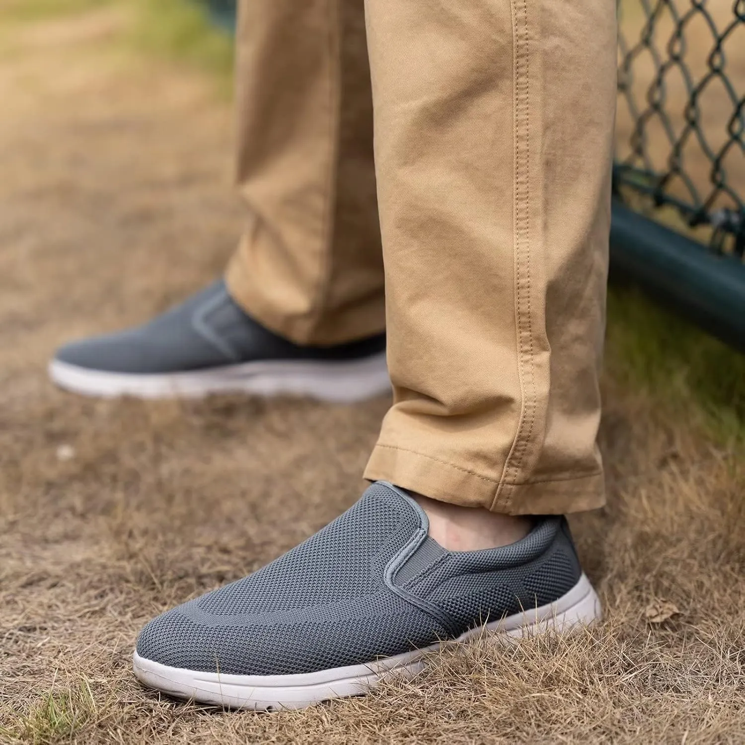 TIOSEBON Men's Mesh Slip On Walking Shoes Loafers-Work Drving Tennis Shoes