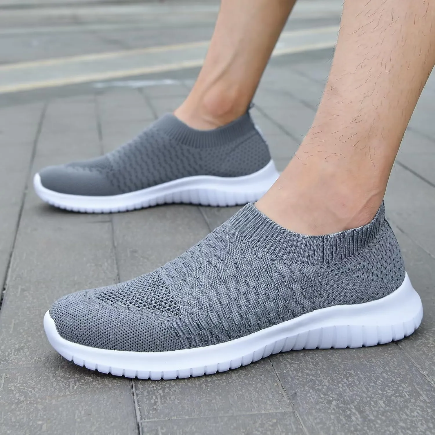 TIOSEBON Men's Slip On Walking Shoes Knit Mesh Tennis Sneaker