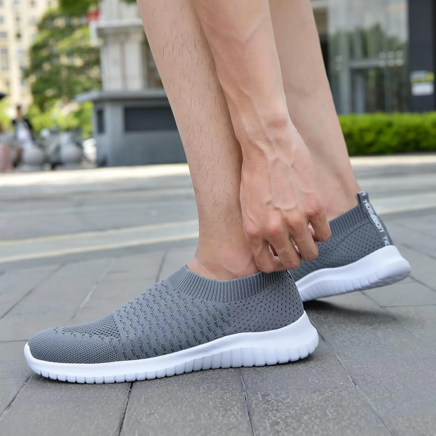 TIOSEBON Men's Slip On Walking Shoes Knit Mesh Tennis Sneaker