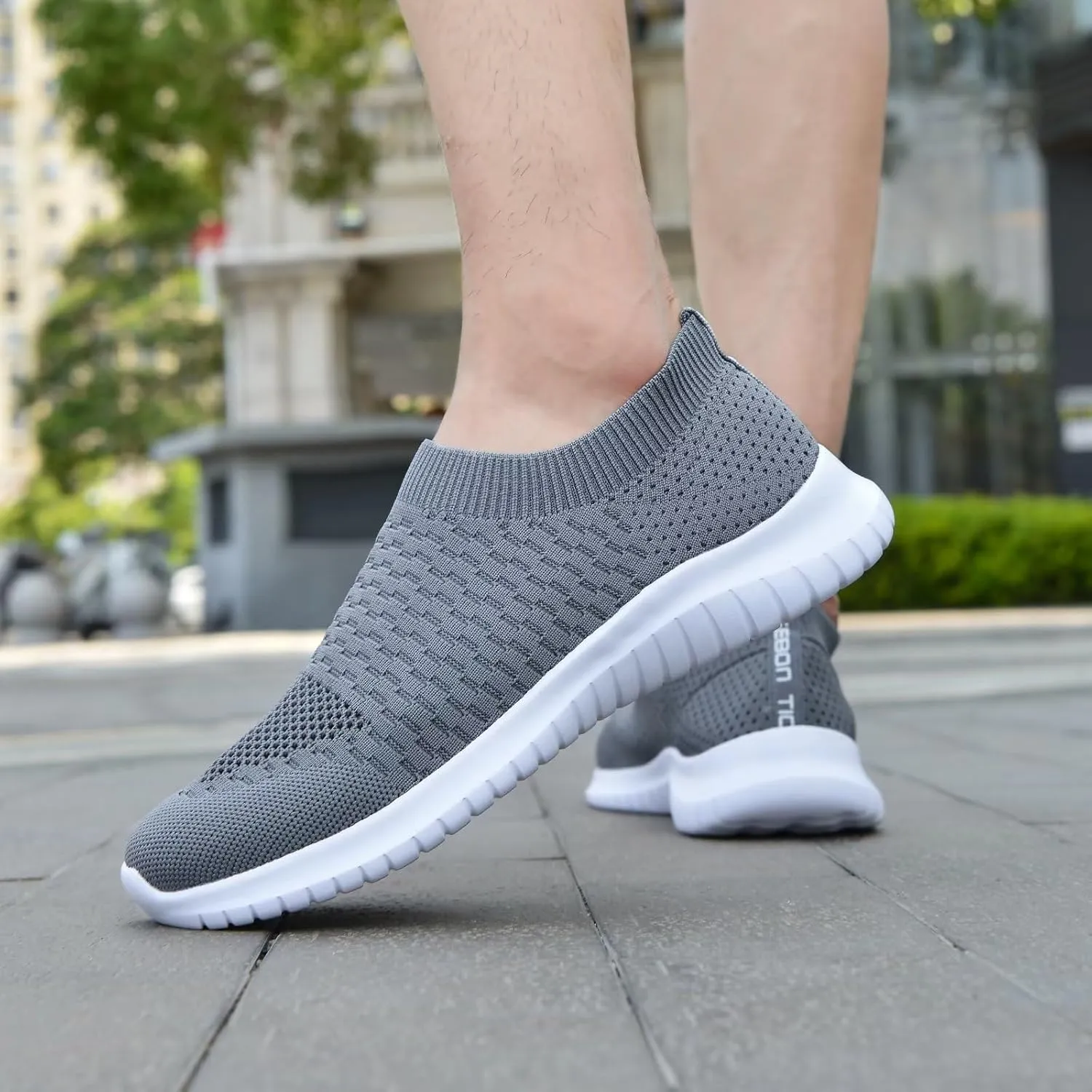 TIOSEBON Men's Slip On Walking Shoes Knit Mesh Tennis Sneaker