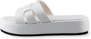 TOCONFFON Women's Flat Sandals Comfortable Platform Slides Sandals Casual Summer Beach Slip On Sandals with Soft PU Leather