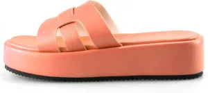TOCONFFON Women's Flat Sandals Comfortable Platform Slides Sandals Casual Summer Beach Slip On Sandals with Soft PU Leather