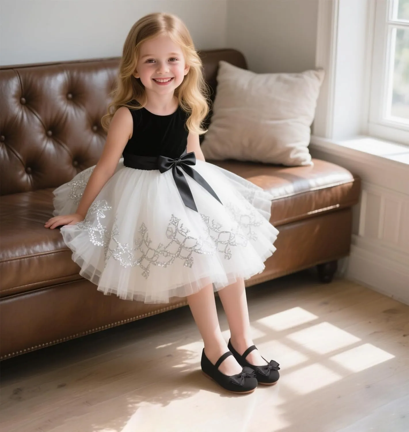 Toddler Flower Girl Dress Shoes - Little Girl Ballet Flats Bow Wedding Party