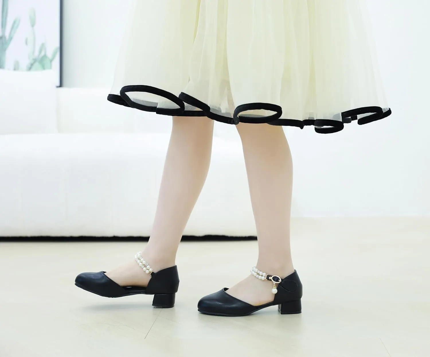 Toddler Flower Girls Dress Shoes Wedding Party School Glitter Low Heel Mary Jane Princess Pumps Sandals for Little Kids
