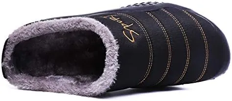 Tongzone Slippers for Men Water Resistant Moccasin Style House Mens Slippers Plush Lining Anti-Skid Indoor Outdoor Slip on Shoes