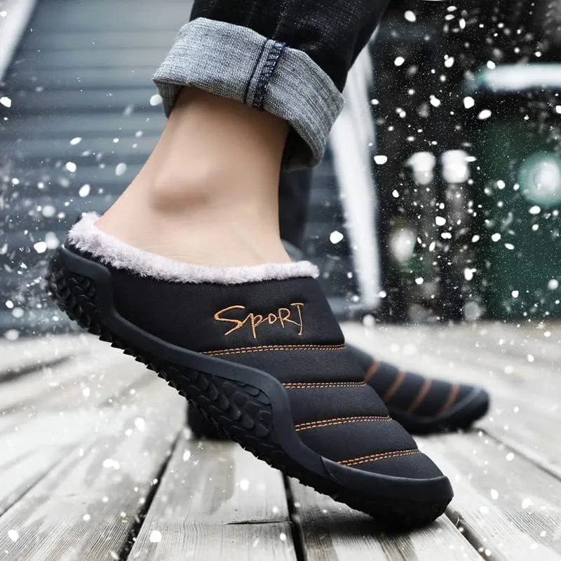 Tongzone Slippers for Men Water Resistant Moccasin Style House Mens Slippers Plush Lining Anti-Skid Indoor Outdoor Slip on Shoes