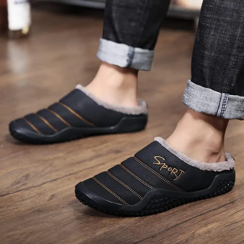 Tongzone Slippers for Men Water Resistant Moccasin Style House Mens Slippers Plush Lining Anti-Skid Indoor Outdoor Slip on Shoes