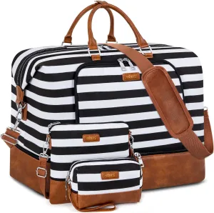 Travel Weekender Bag for Women, Overnight Bag with Shoe Compartment, Oversized Travel Duffel Bag Carry On Tote with Trolley Sleeve 21" for Weekend Travel Business Trip