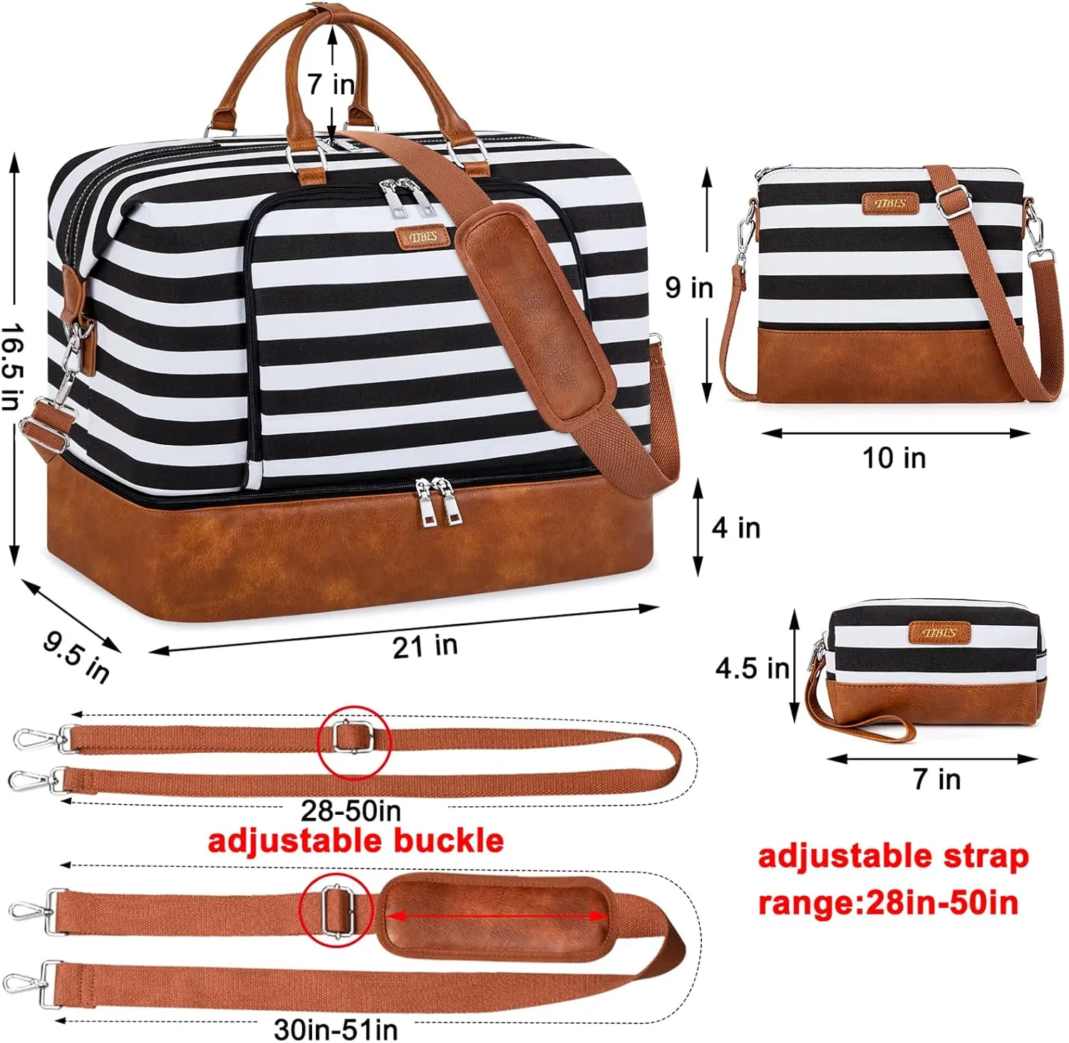 Travel Weekender Bag for Women, Overnight Bag with Shoe Compartment, Oversized Travel Duffel Bag Carry On Tote with Trolley Sleeve 21" for Weekend Travel Business Trip